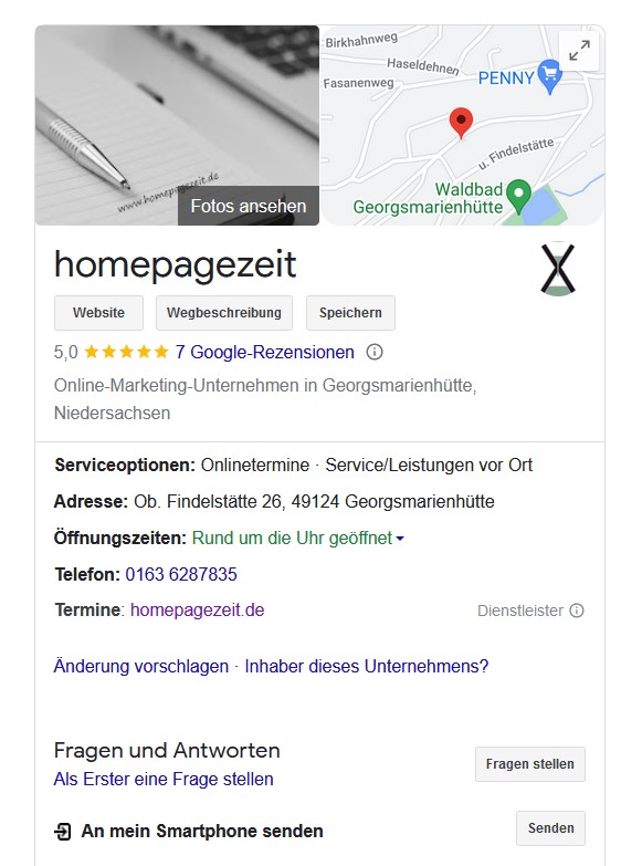 Google My Business homepagezeit