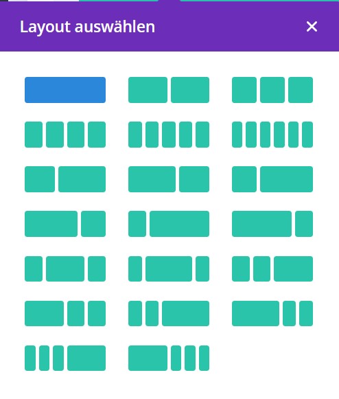 Wie erstelle ich Seiten und Beträge mit dem DIVI Builder? 1 zeilen layout