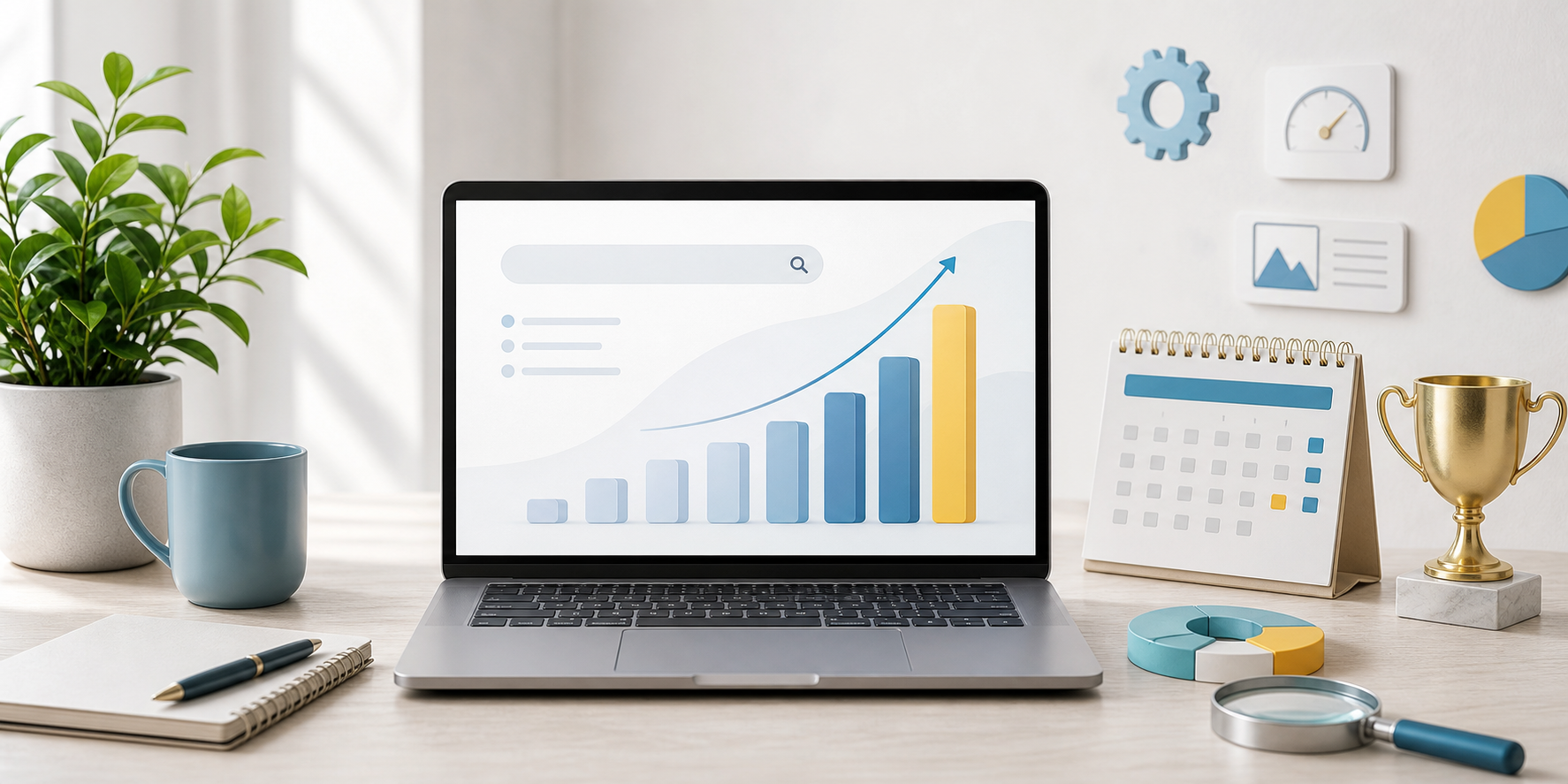 SEO Contest 2026 Modernes Symbolbild zum SEO Contest 2026 mit Ranking, Kalender und Trophäe