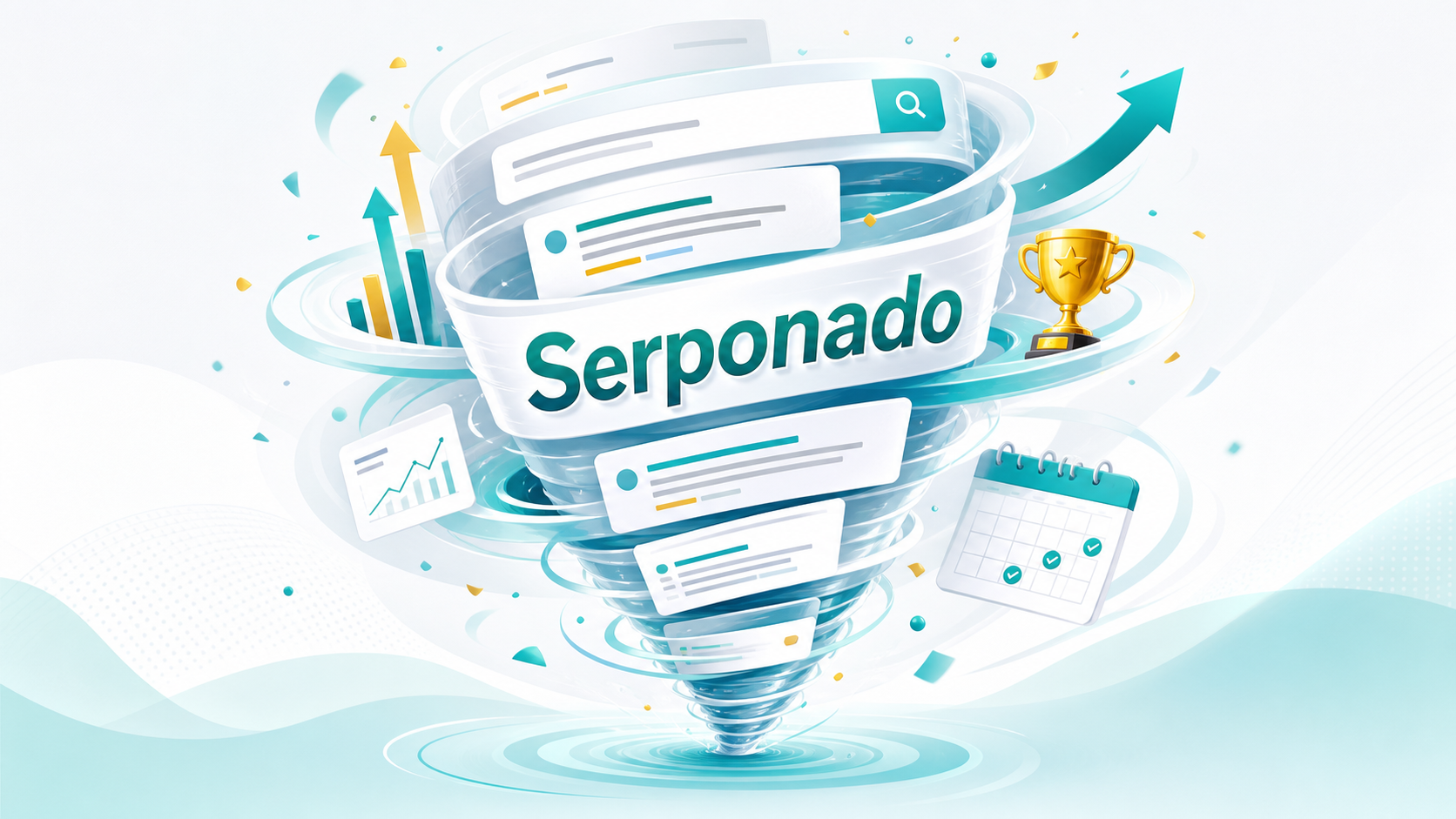 Serponado SEO Contest 2026: Bedeutung, Regeln und SEO-Tipps 1 Serponado Ranking-Wirbel als visuelle Erklärung des Fantasie-Keywords